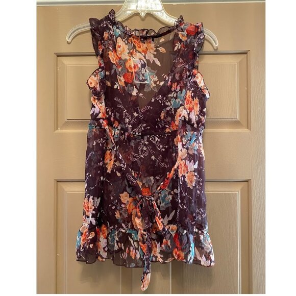 Aldo Trevi Sheer Ruffle Button Down Blouse size Large - Picture 3 of 3